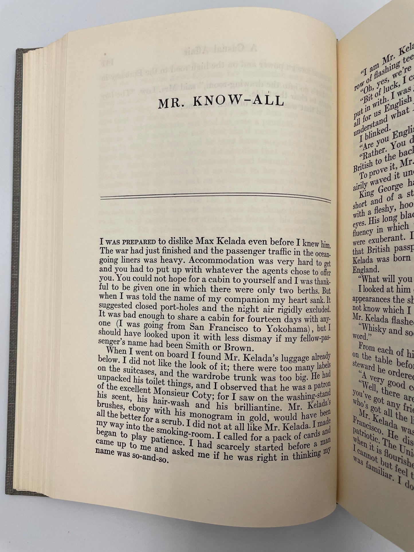 Random short story page from, 'The Complete Short Stories of W. Somerset Maugham Volume 2 – The World Order'. 