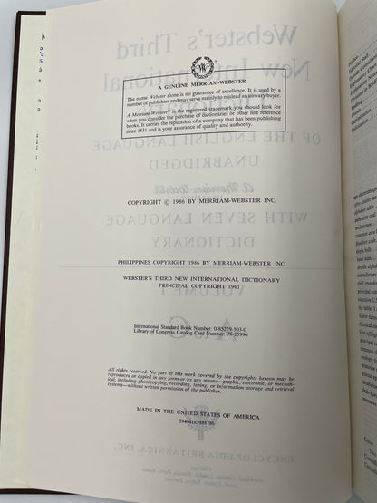 Webster’s Third New International Dictionary (1986, 3-Volume Set, Unabridged) + Britannica World Language Dictionary