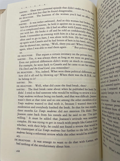 Random page 268 from book ‘Adieux: A Farewell to Sarte’ by Simone de Beauvoir.