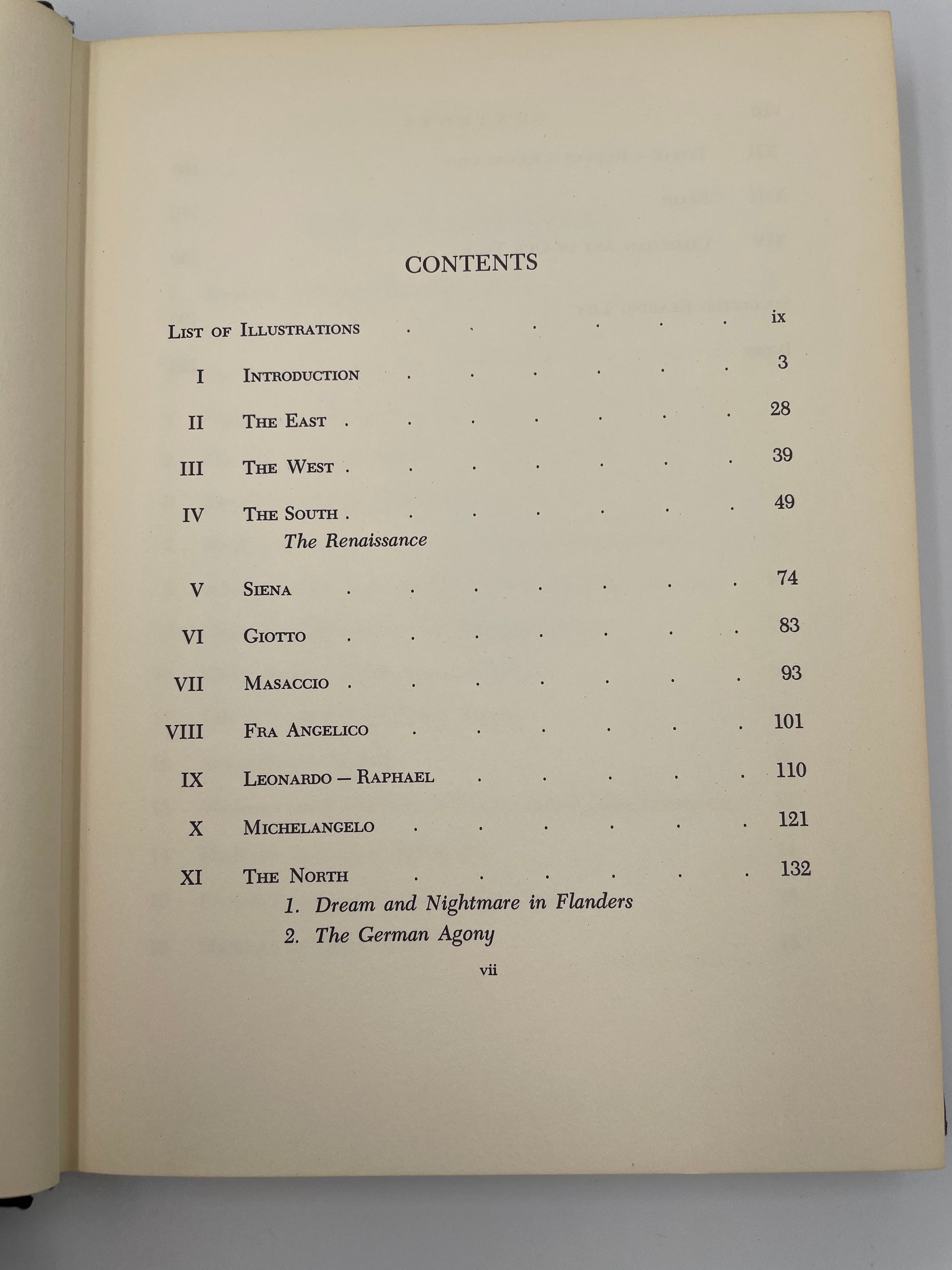 Table of contents page of 'Christianity in Art' by Frank and Dorothy Getlein