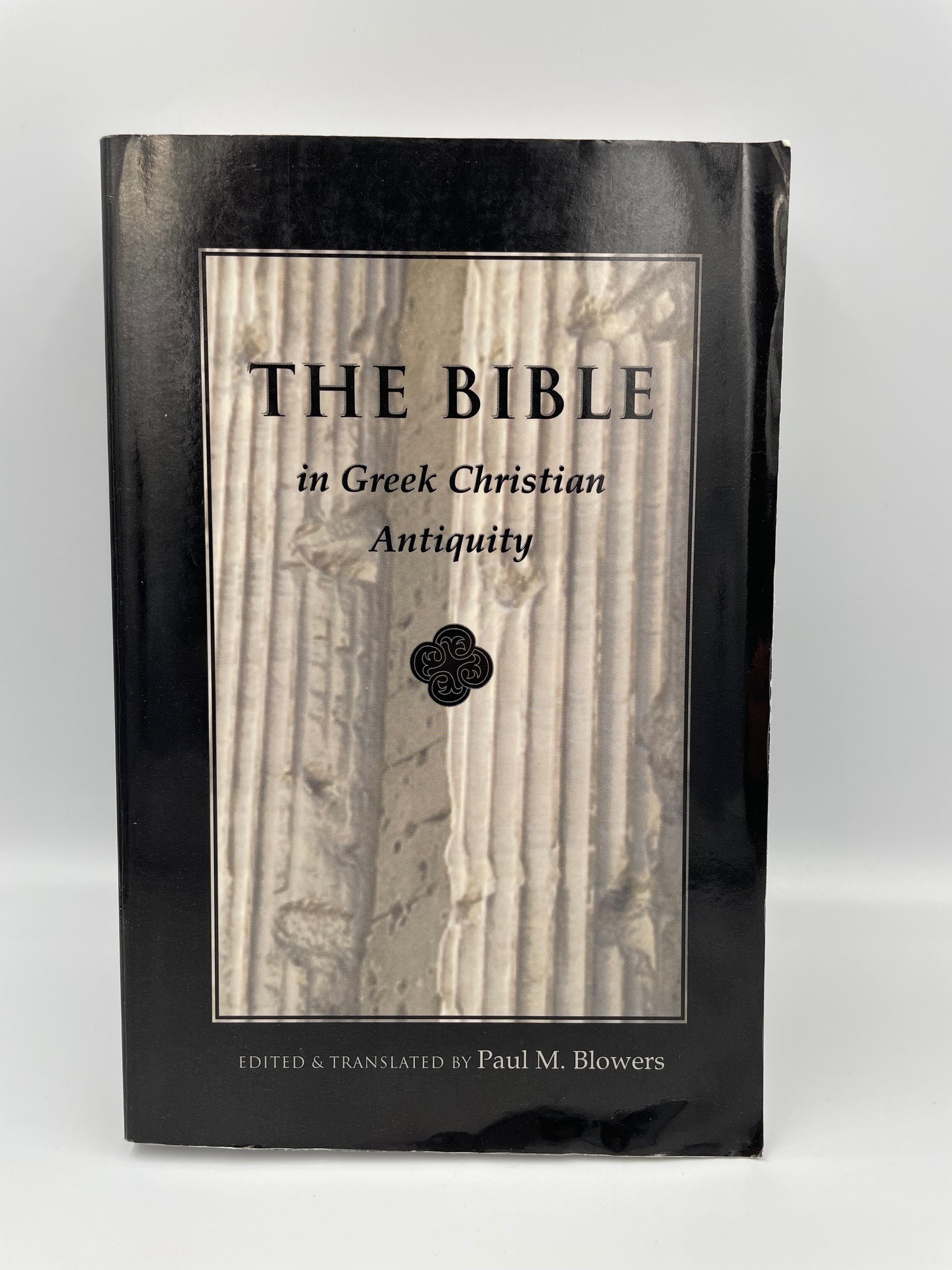 Book titled 'The Bible in Greek Christian Antiquity' with a black cover on a white background.