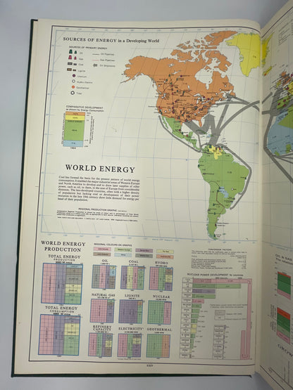 inside page map of world energy sources and production of 'Times Atlas of the World'