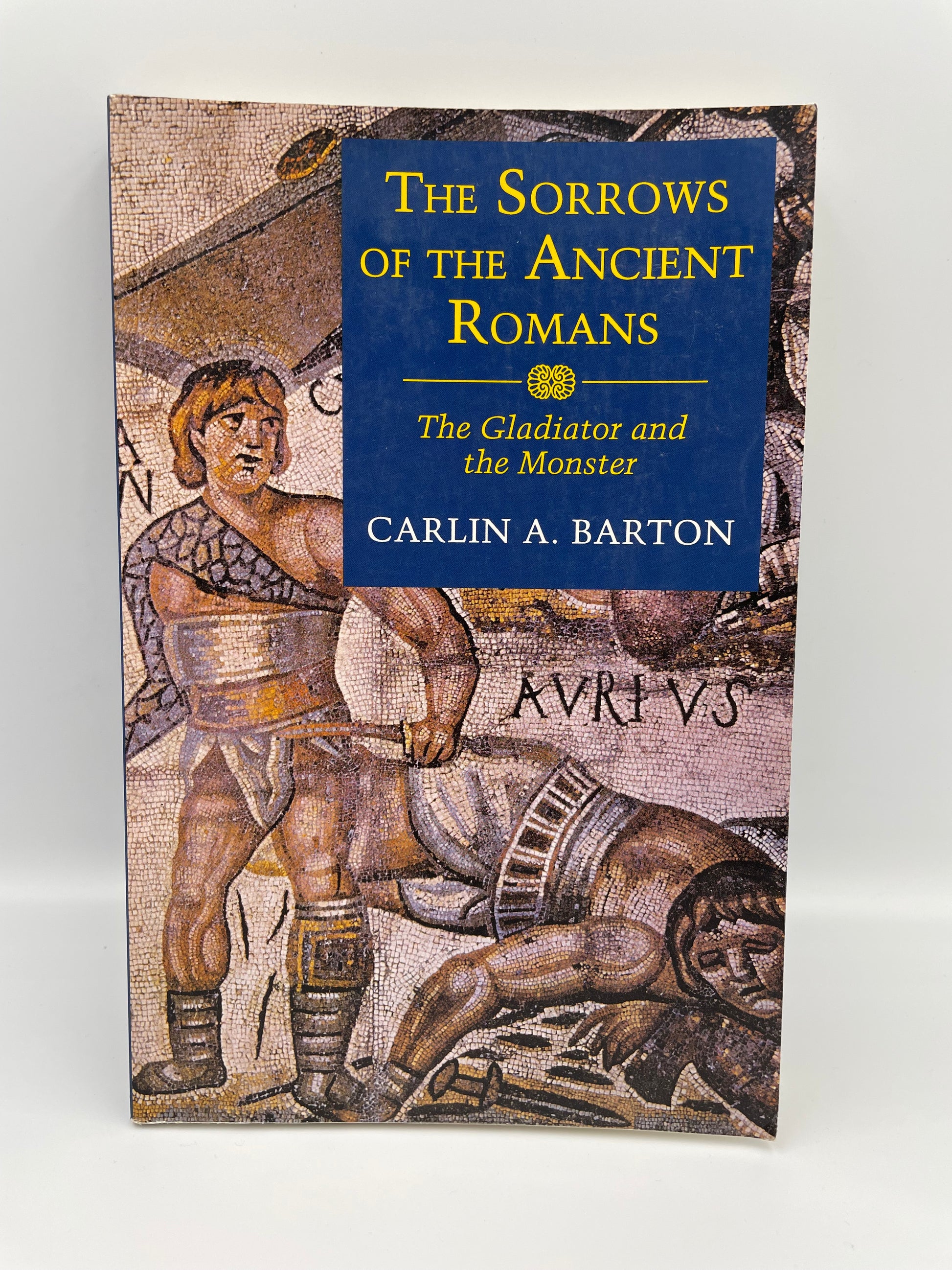 Book cover of 'The Sorrows of the Ancient Romans' with classical illustration on a white background.