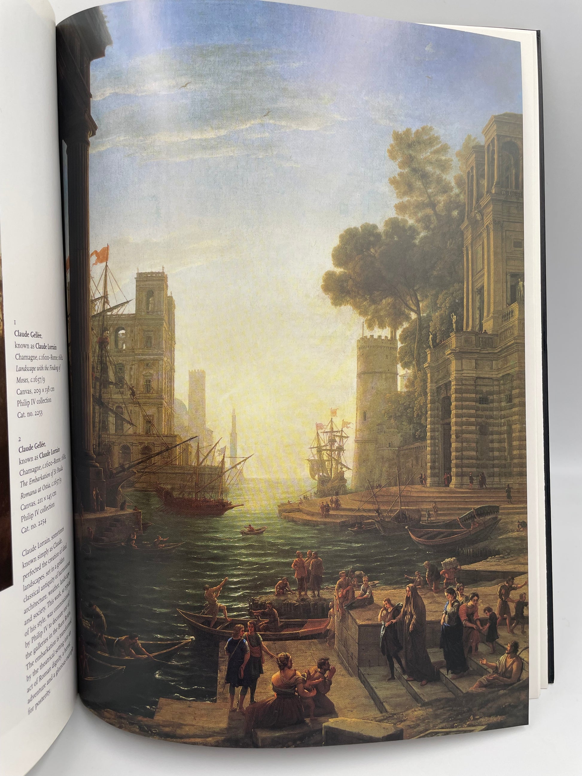 Illustration of a beautiful painting, depicting a port at sunset from the book, ‘The Prado’ – Scala.