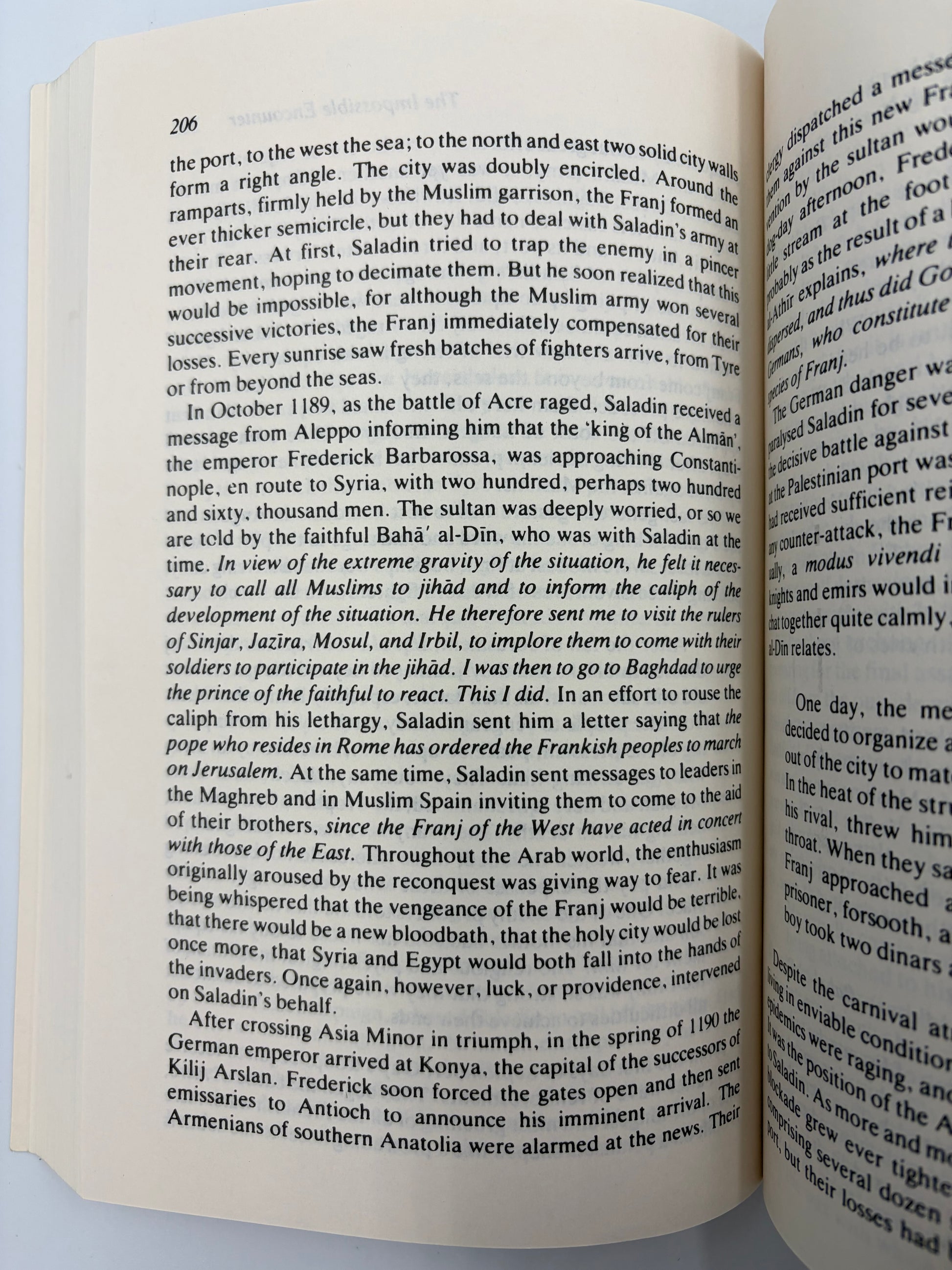 Random page 206 from “The Crusades through Arab eyes”.