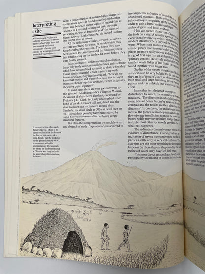 Page with text and illustration about how to interpret an archeological site from, ‘Ascent to Civilization’ by John Gowlett.