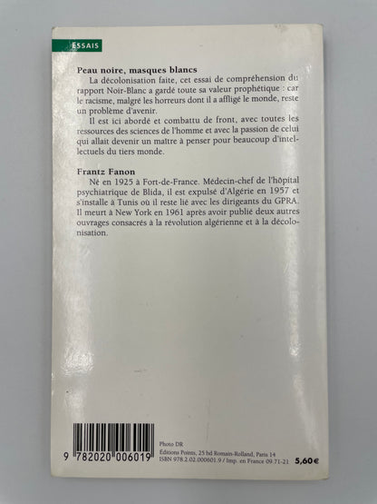 Back cover of "Peau Noire, Masques Blancs" by Franz Fanon