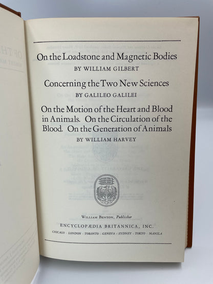 Title page from "Gilbert, Galileo, Harvey" (The Great Books of the Western World by Encyclopedia Britannica). 1952, 1st Edition from Britannica