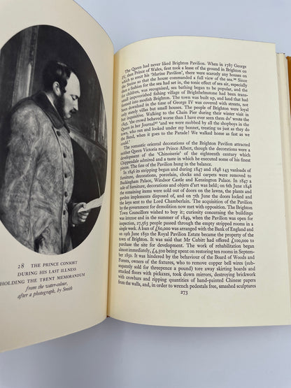 Random page 273 with opposite page depicting Albert, the Prince consort from "Victoria from her Birth to the Death of the Prince Consort" by Cecil Woodham-Smith 