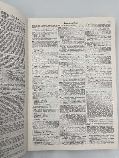 Explanatory notes page from Webster’s Third New International Dictionary.
