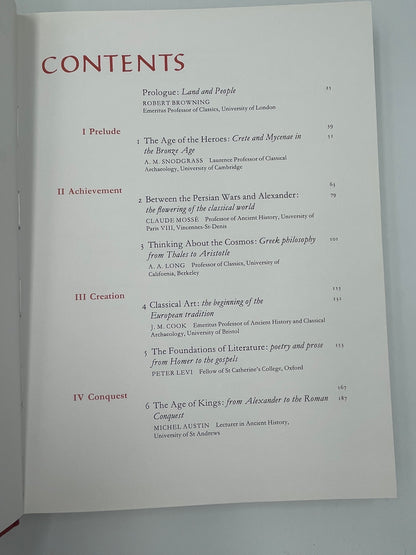 Contents page from "The Greek World: Classical, Byzantine, and Modern".