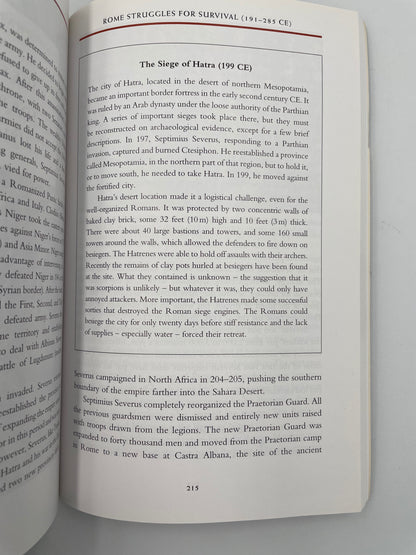 Page 215 with information about the battle of Hatra in 199 CE from ‘Roman Warfare’ by Jonathan P. Roth.