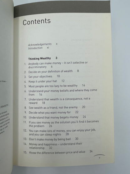 Contents page from "The Rules of Wealth" by Richard Templar 