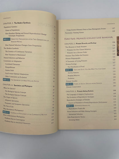 Table of contents page 2 and 3 of ‘How Humans Evolved’ by Robert Boyd & Joan B. Silk.