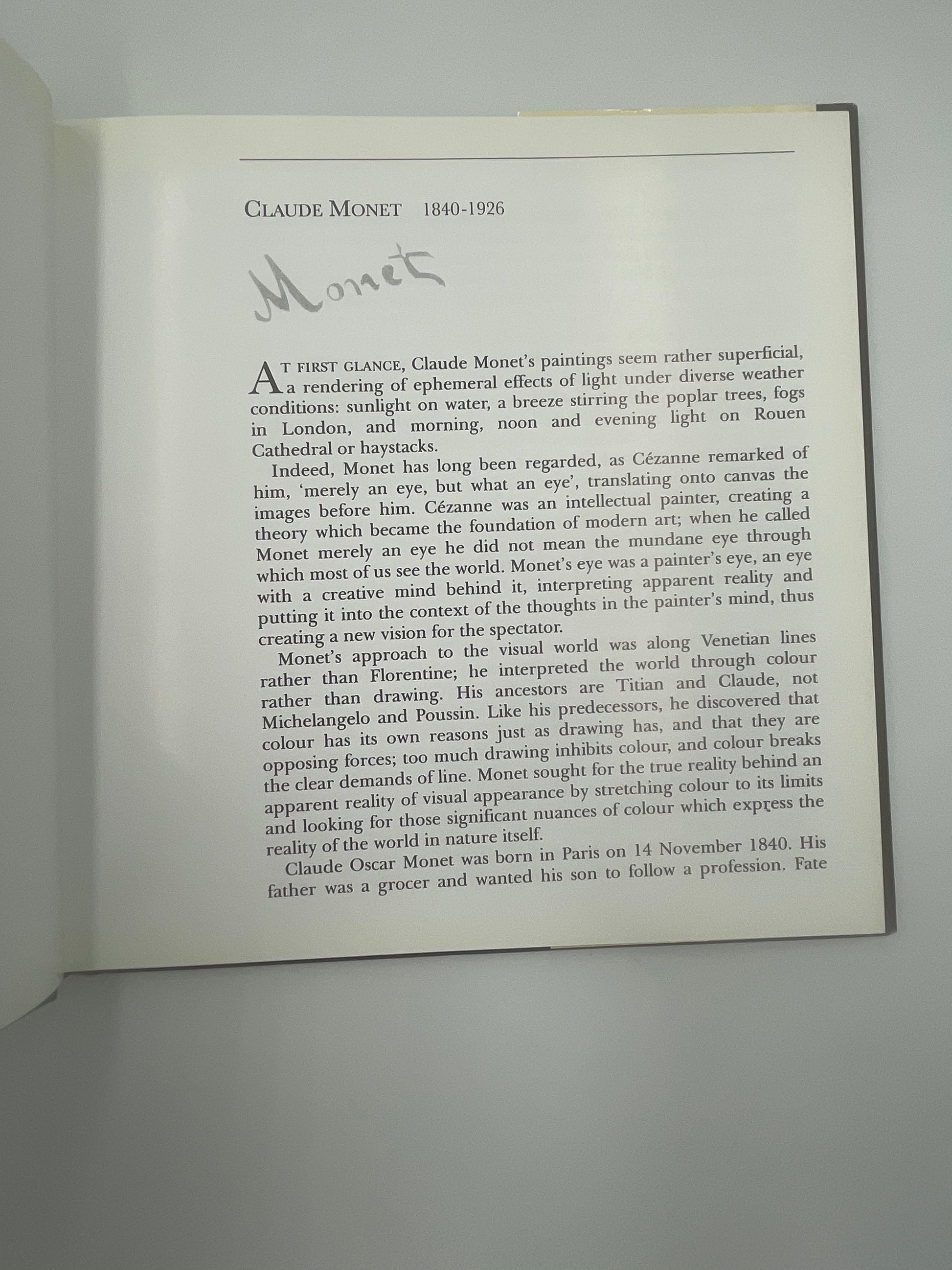 Intro page from The Life and Works of Monet by Edmund Swinglehurst