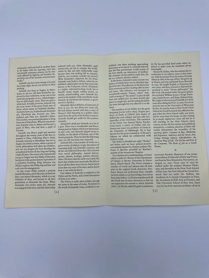 Politics & Poetics. By Aristotle (Translated by Benjamin Jowett and B.H. Butcher. Illustrations by Leonard Baskin)