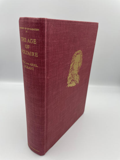 Book cover and spine of "The Age of Voltaire" by Will & Ariel Durant (1967) First edition