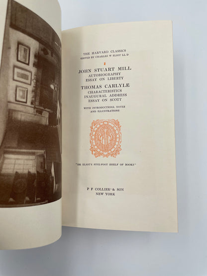 Title page of "Harvard Classics. J.S.Mill. T. Carlyle" (1st Harvard Classics 1909 edition).