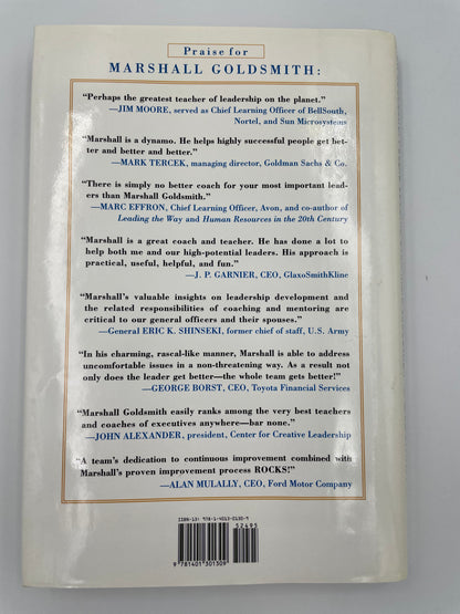 Back cover of "What Got You Here Won't Get You There: How Successful People Become Even More Successful" by
Marshall Goldsmith  with Mark Reiter 