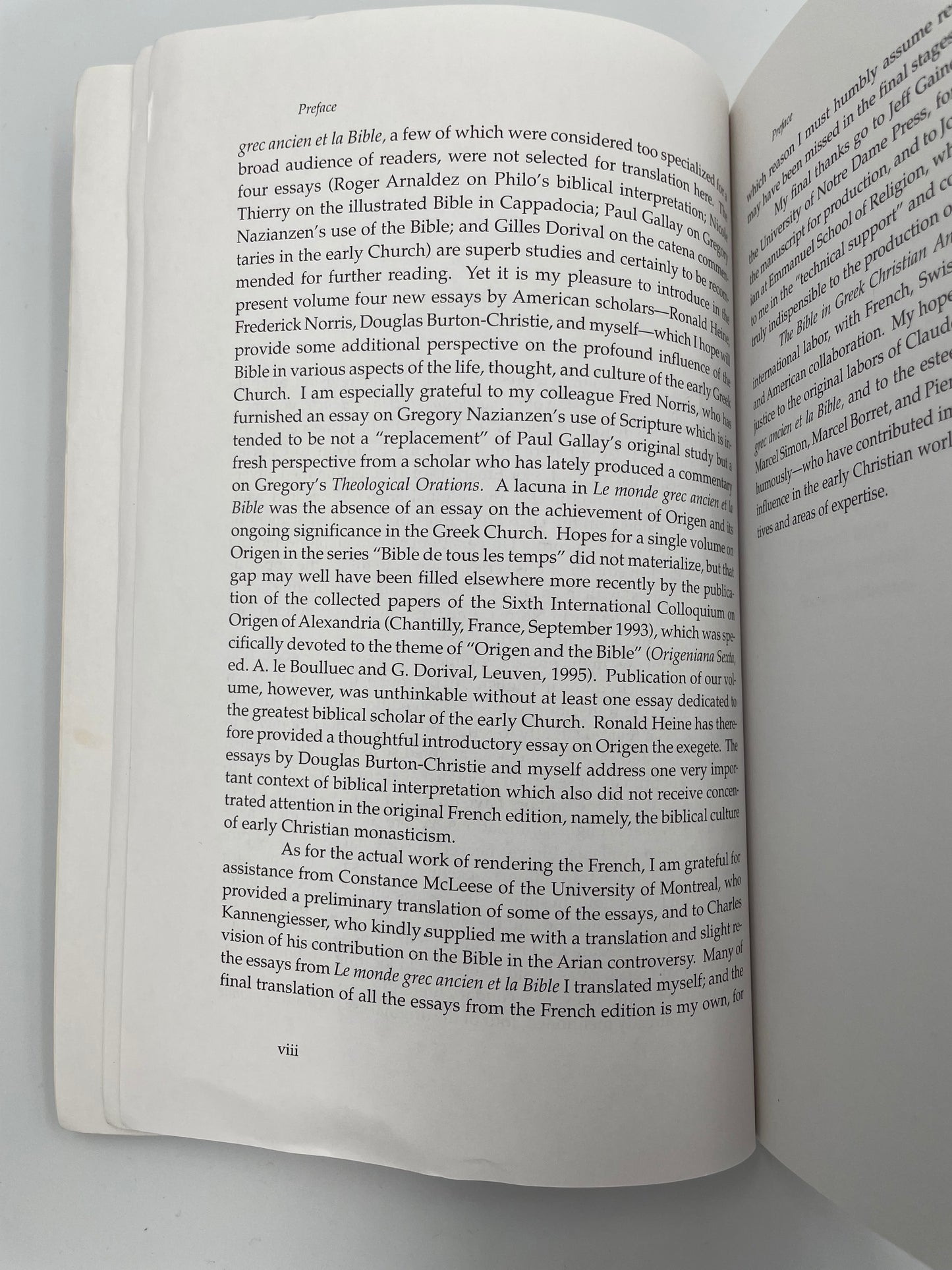 Preface page ontinued from 'The Bible in Greek Christian Antiquity'.