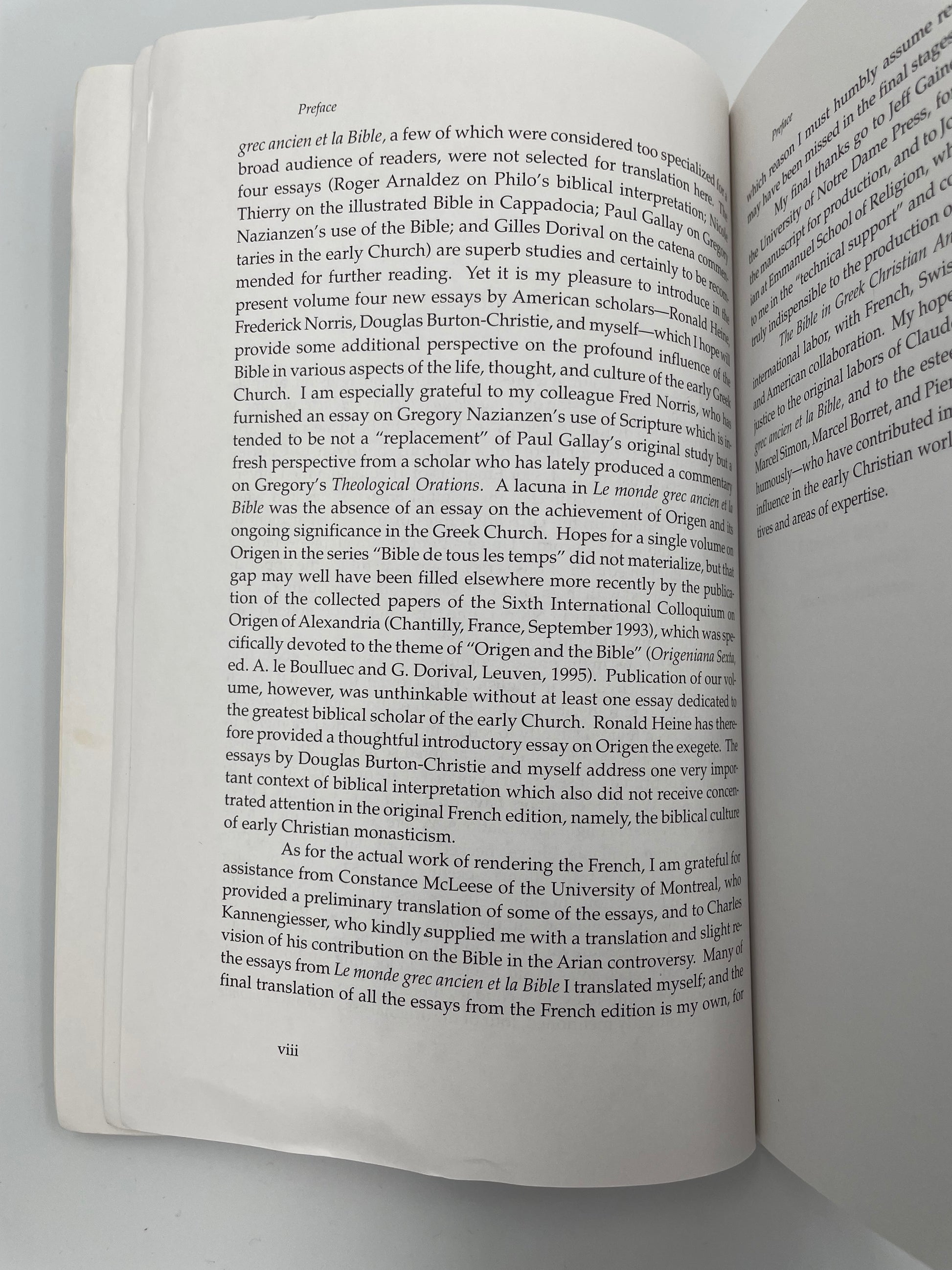 Preface page ontinued from 'The Bible in Greek Christian Antiquity'.