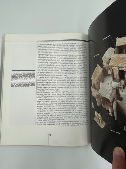 Inside page of book  'Time Frame A.D. 1300-1400' with text and illustrations on a white background