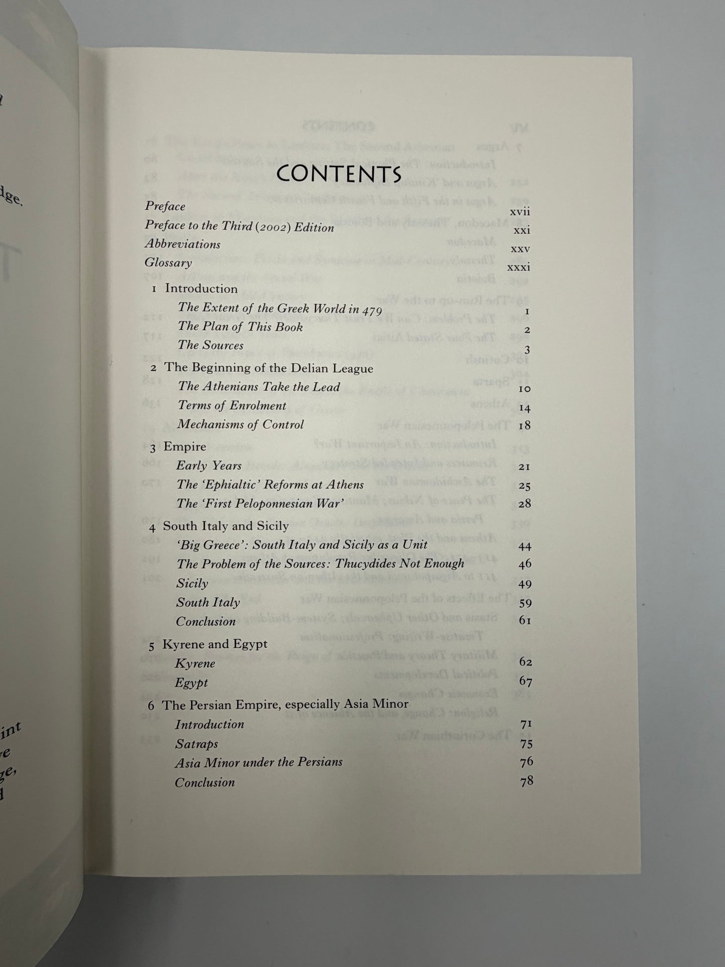 Table of Contents from The Folio History of Ancient Greece: The Classical Age