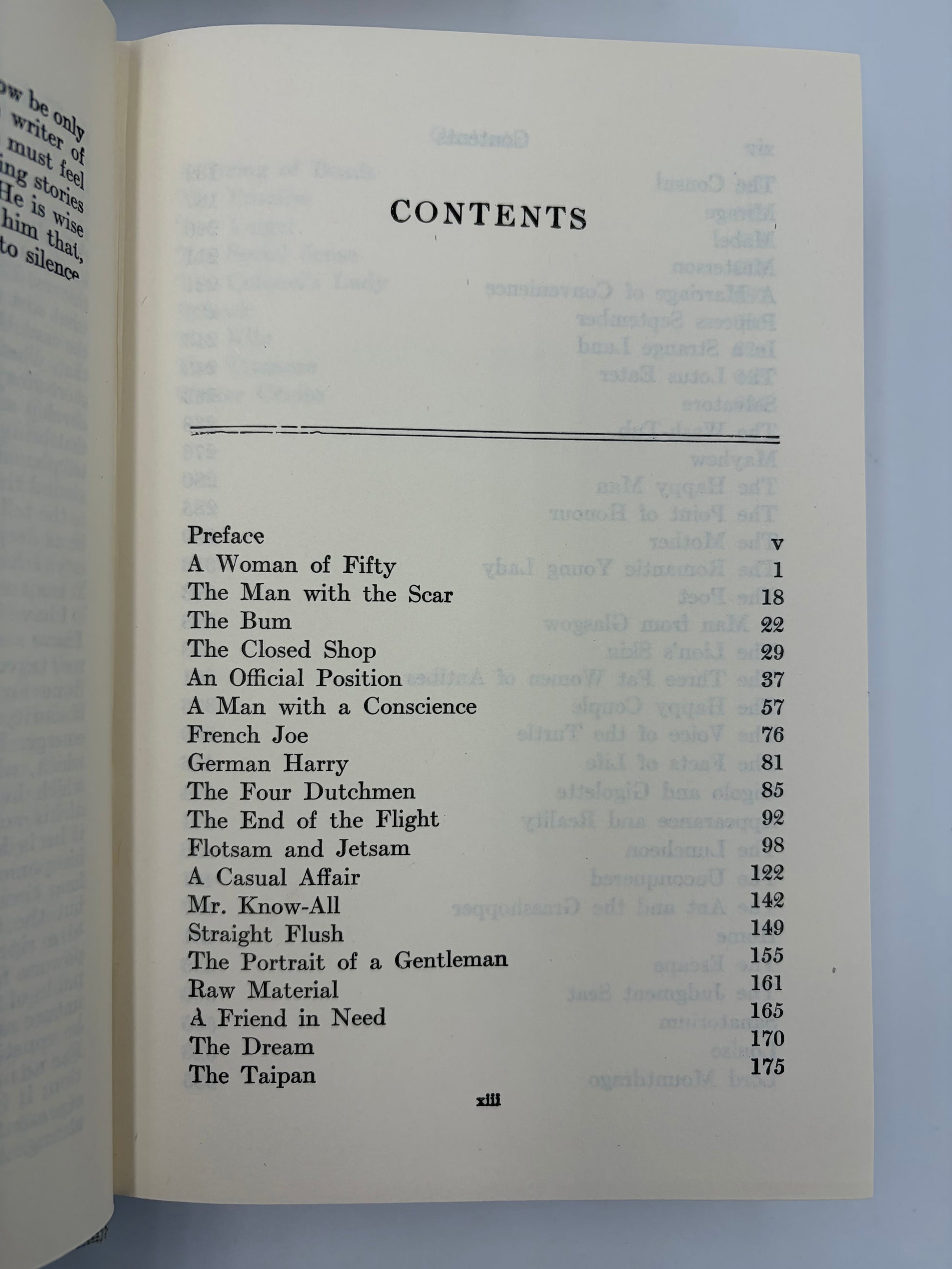 Table of contents page from 'The Complete Short Stories of W. Somerset Maugham' Volume 2.