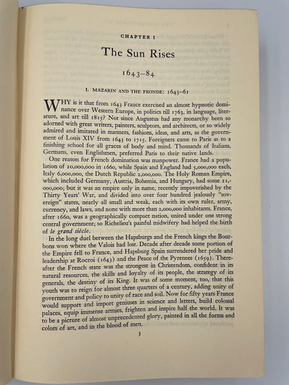 Chapter 1 page from "The Age of Louis XIV" by Will and Ariel Durant (First Edition).