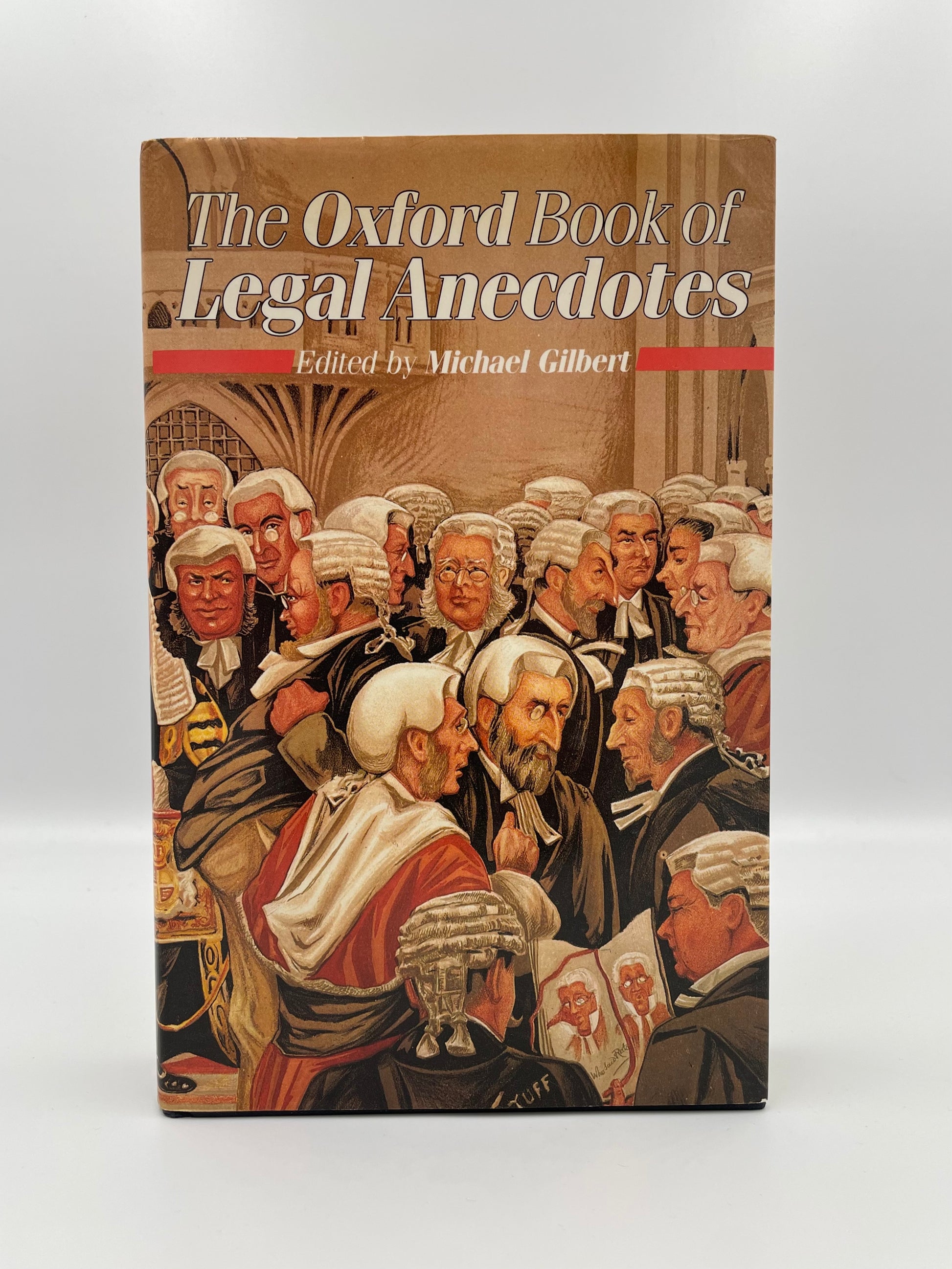 Book titled 'The Oxford Book of Legal Anecdotes' with a cover illustration of legal professionals.