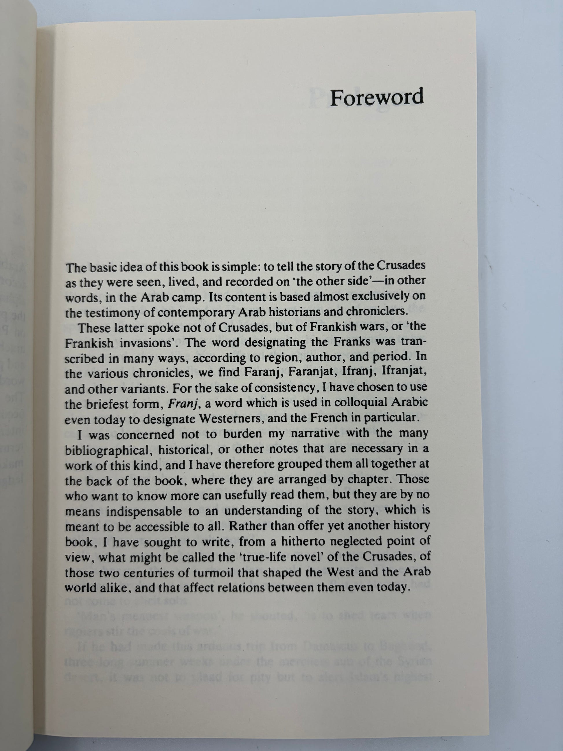 Foreword  page from “The Crusades through Arab eyes”.