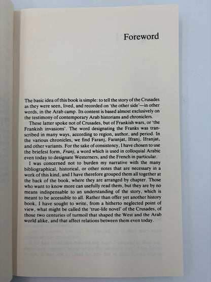 Foreword  page from “The Crusades through Arab eyes”.