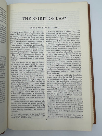 Page on the Spirit of Laws from "Montesquieu. Rousseau". (Britannica: Great Books of the Western World)