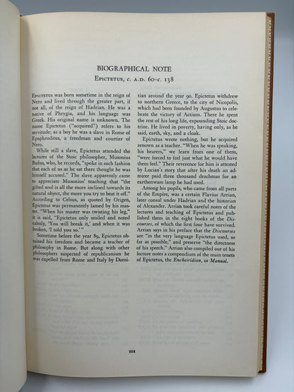 Biographical Note page on Epictetus Circa A.D 60-138 from 'Lucretius, Epictetus and Marcus Aurelius'. 