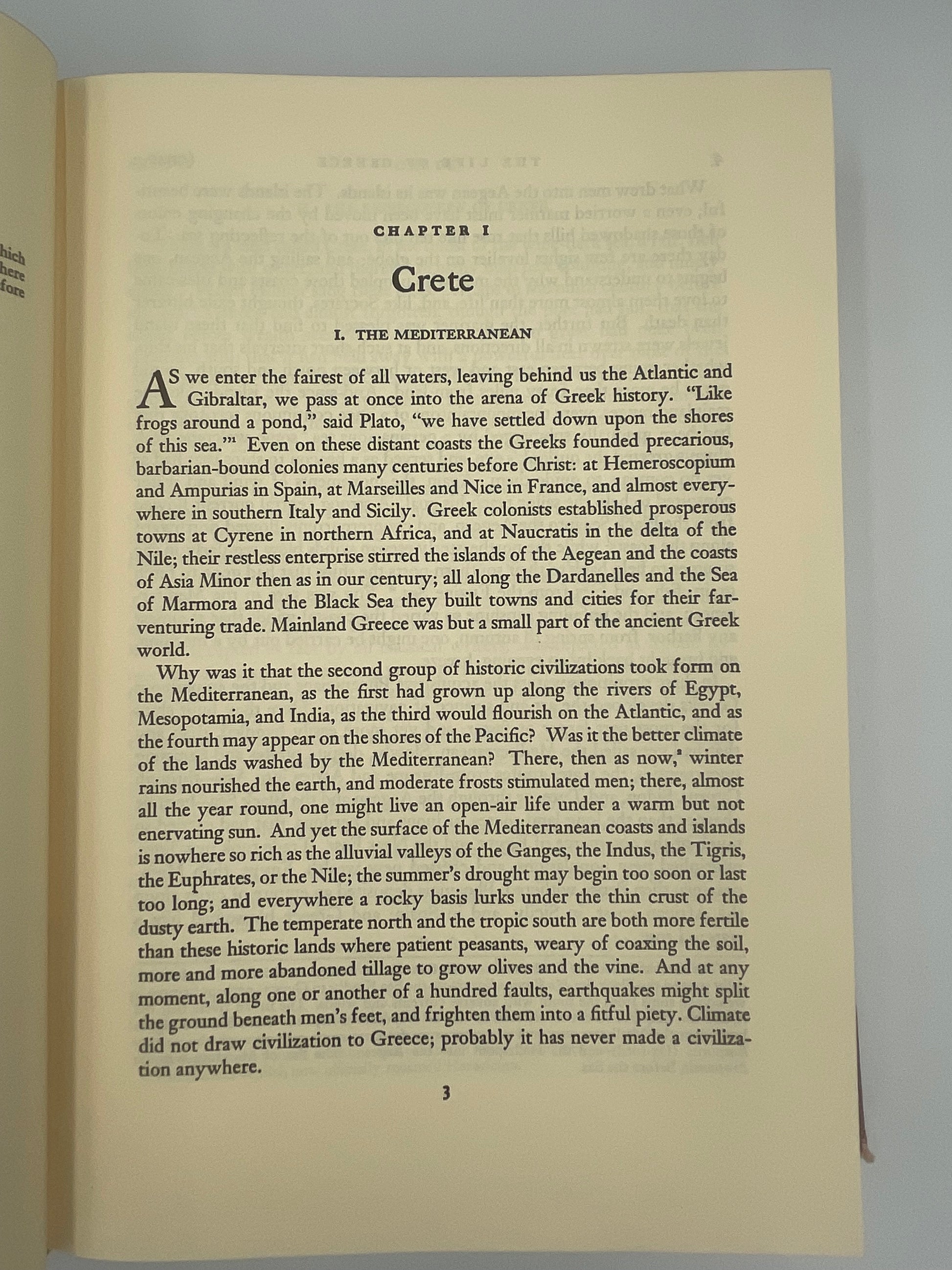 Chapter 1 page from ‘The Life of Greece’ by Will Durant 