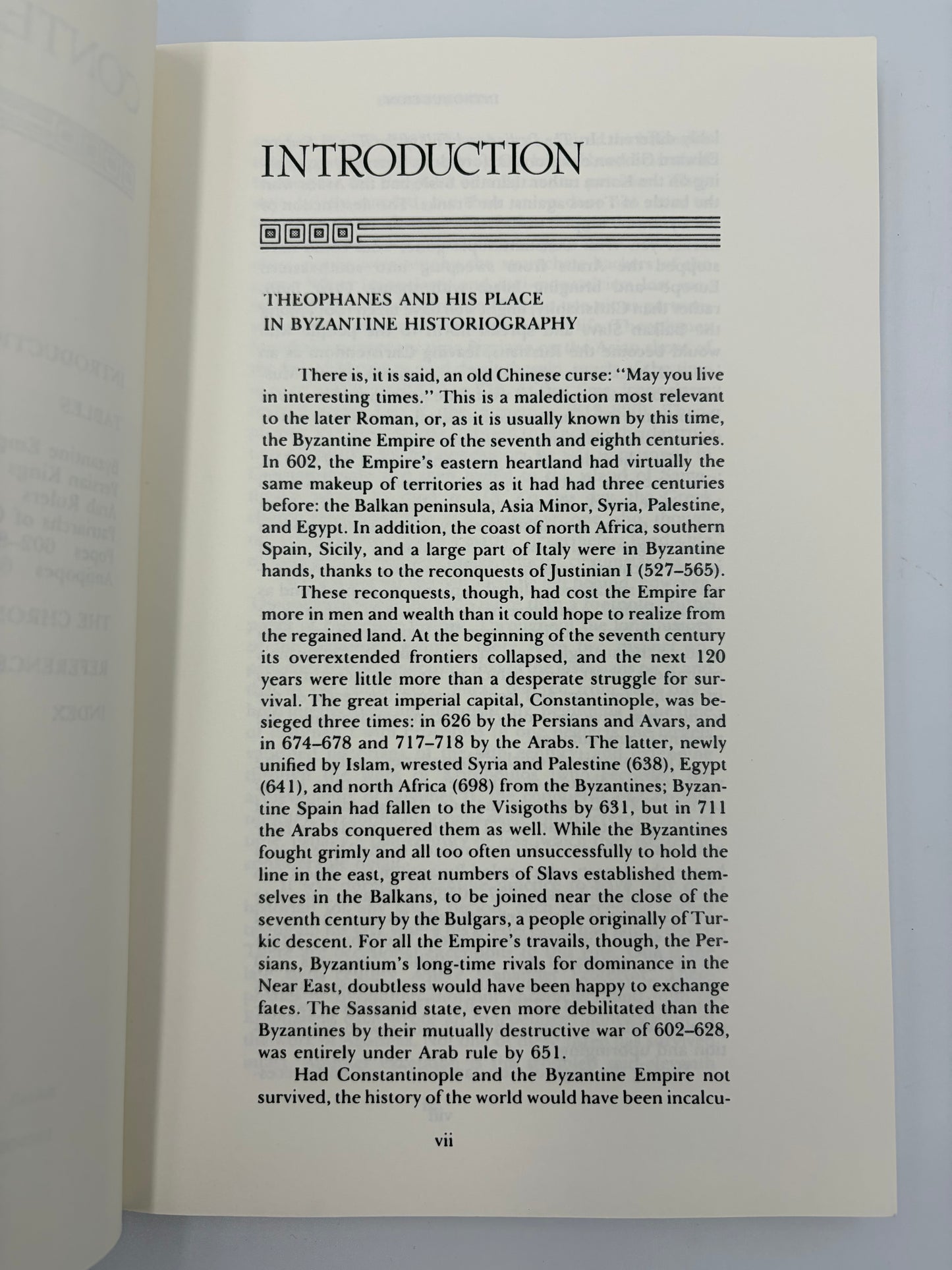 Introduction page of 'The Chronicle of Theophanes' by H.Turtledove 