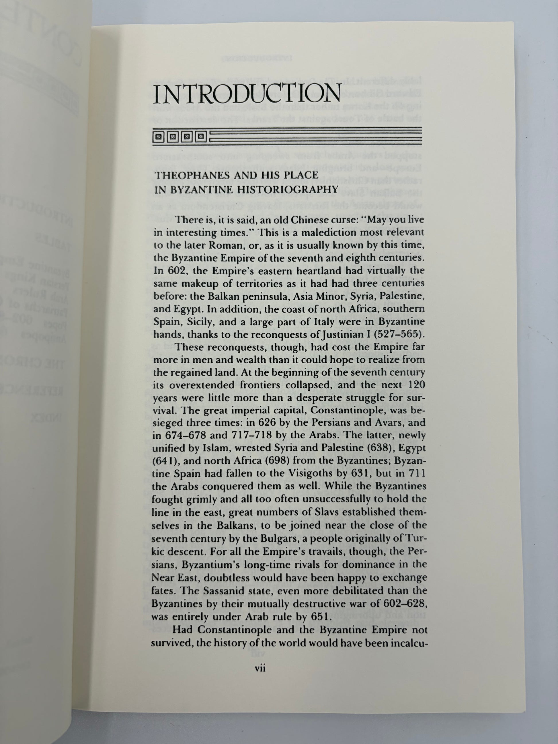 Introduction page of 'The Chronicle of Theophanes' by H.Turtledove 