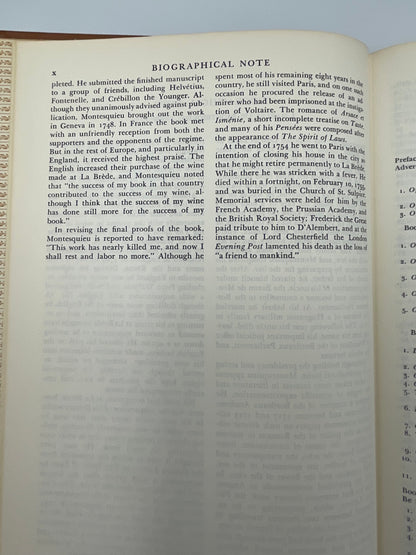 Biographical note p2 on Montesquieu from "Montesquieu. Rousseau". (Britannica: Great Books of the Western World)