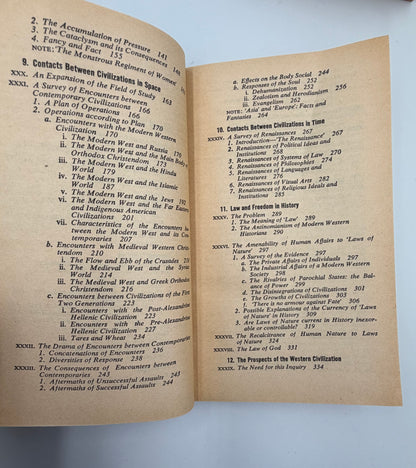 Continued contents pages of volume two from ‘A Study of History’ by Arnold J.Toynbee - 2 Volume Abridged Set
