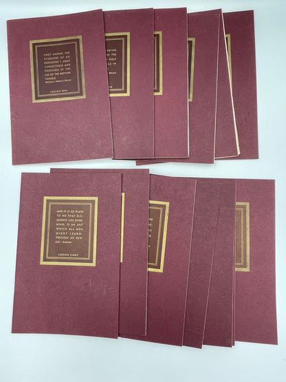 Booklets all lined up of "A New Self-Teaching Course in Practical English and Effective Speech" by Estelle B. Hunter