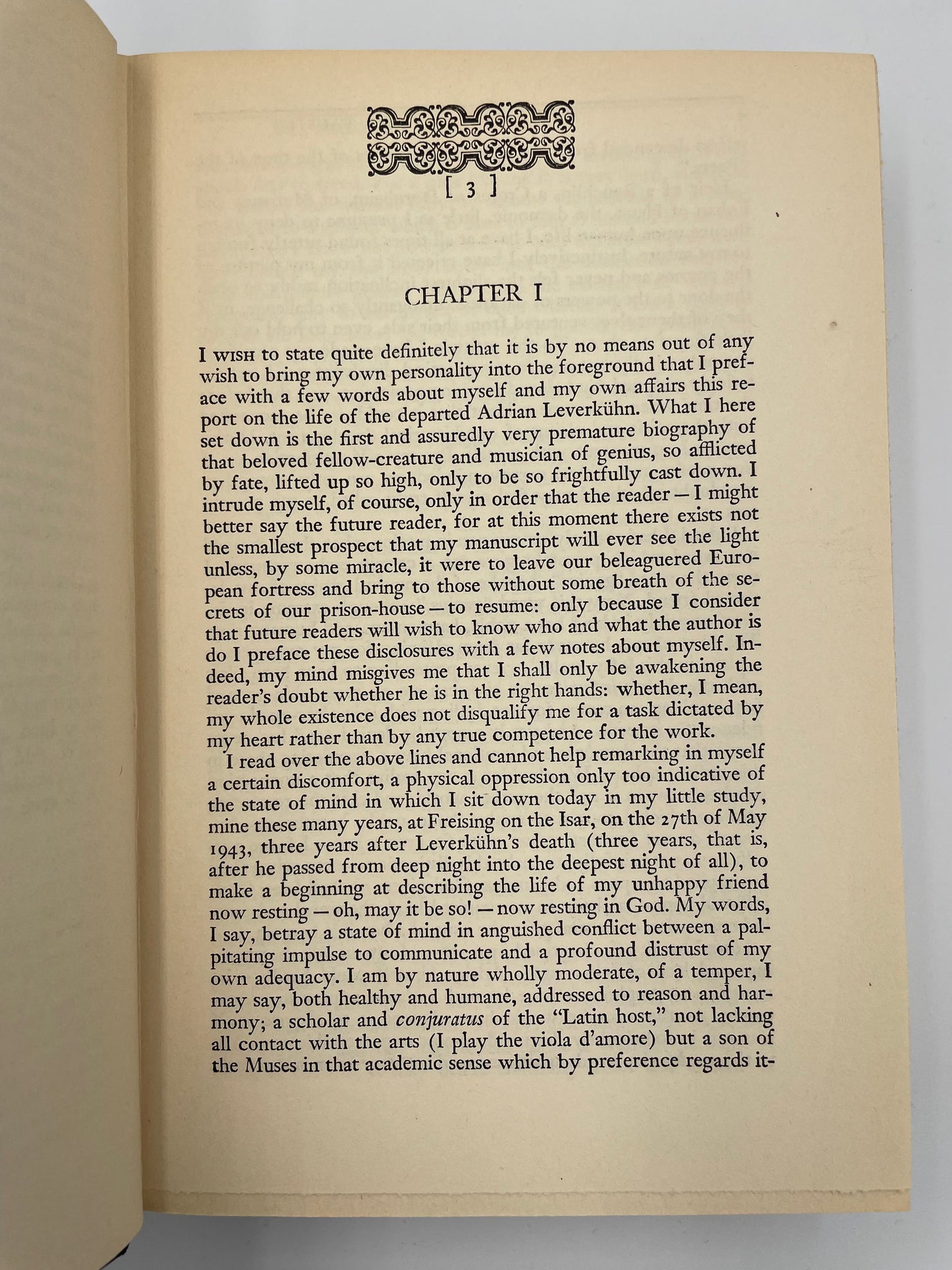 Chapter 1 page from 'Doctor Faustus' by Thomas Mann.