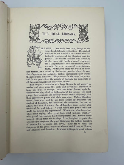 Page on 'the ideal library' from "The Library Edition of Historic Characters and Famous Events" (1905) 11 Volume set. Edited by J.B.Millet.