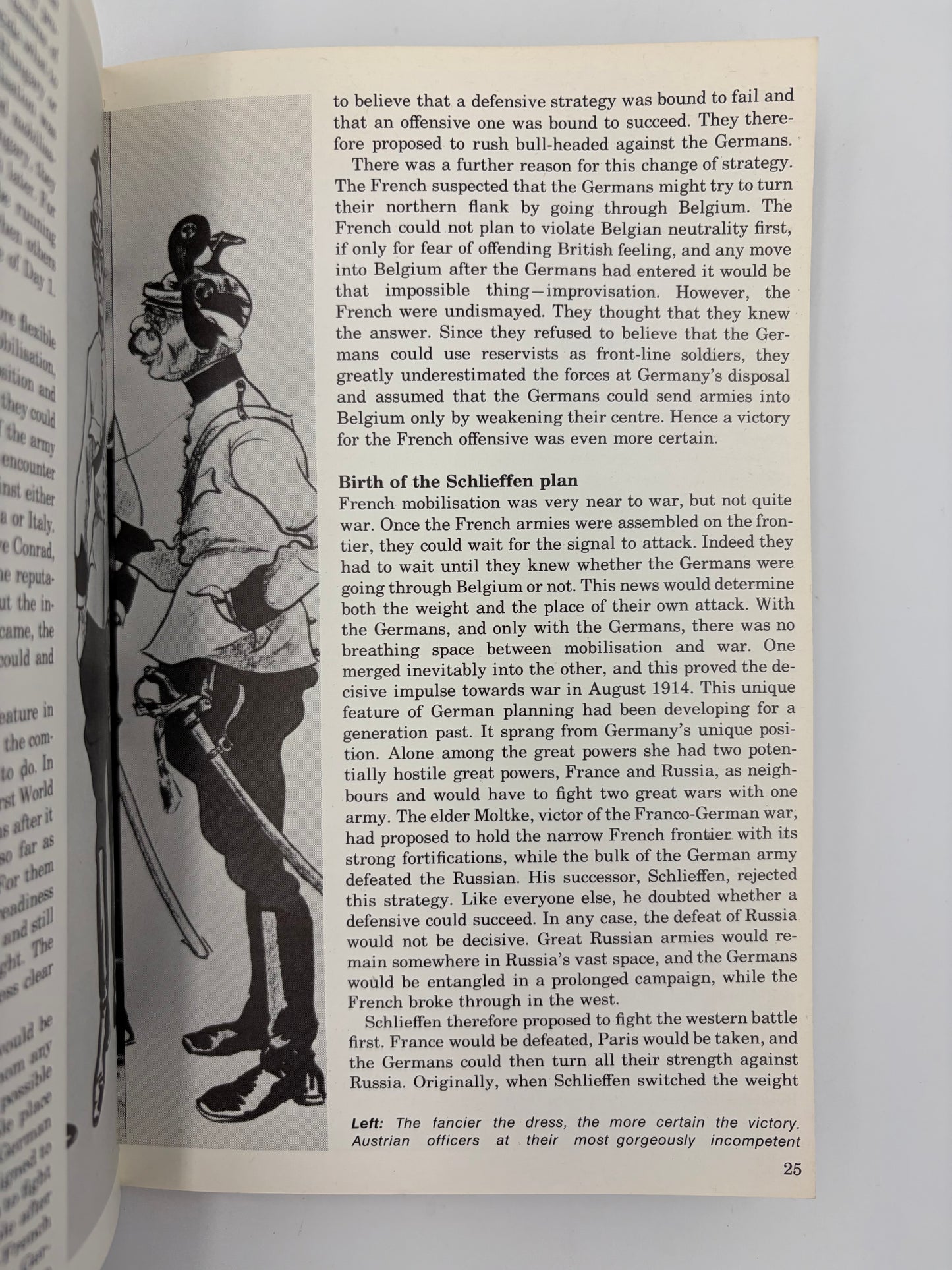 Page 25 with illustration of Austrian officer from the book ‘War By Time-Table — How the First World War Began’ by AJP Taylor