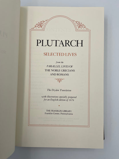 Title page from "Plutarch. Selected Lives from the Parallel Lives of the Noble Grecian and Romans". Franklin Library 1982 edition 