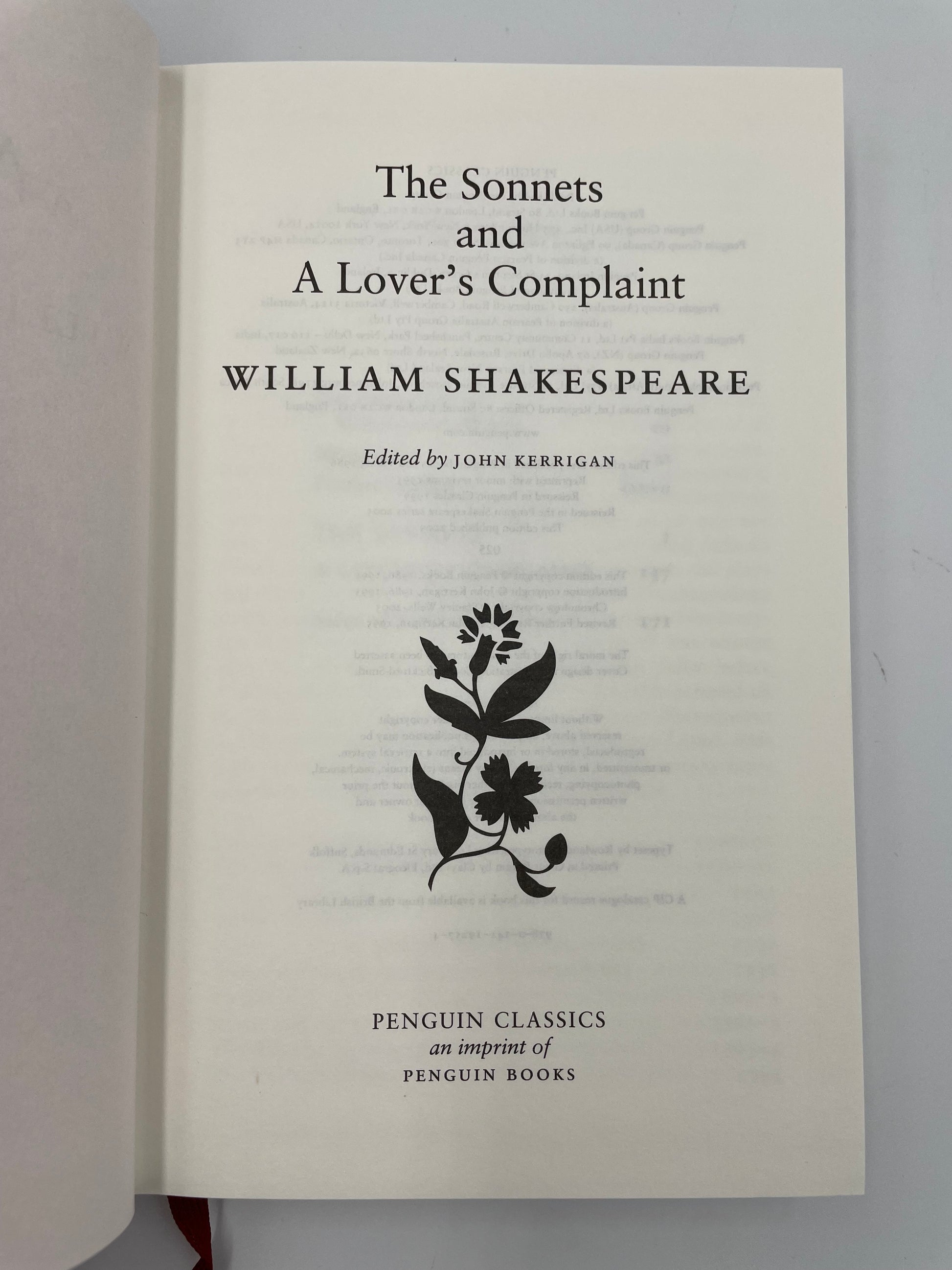 Title page of 'The Sonnets and A Lover’s Complaint' by William Shakespeare.
