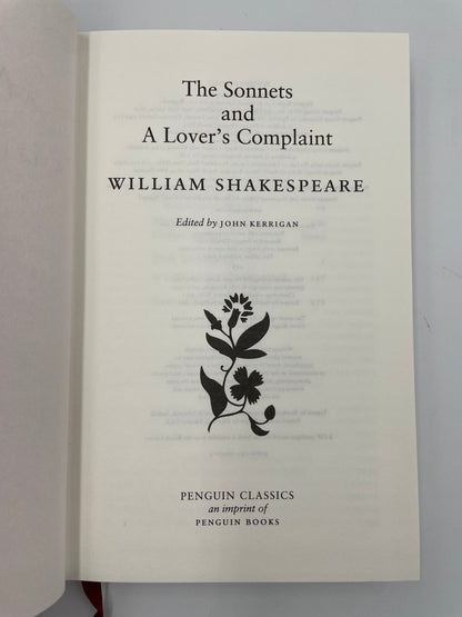 Title page of 'The Sonnets and A Lover’s Complaint' by William Shakespeare.