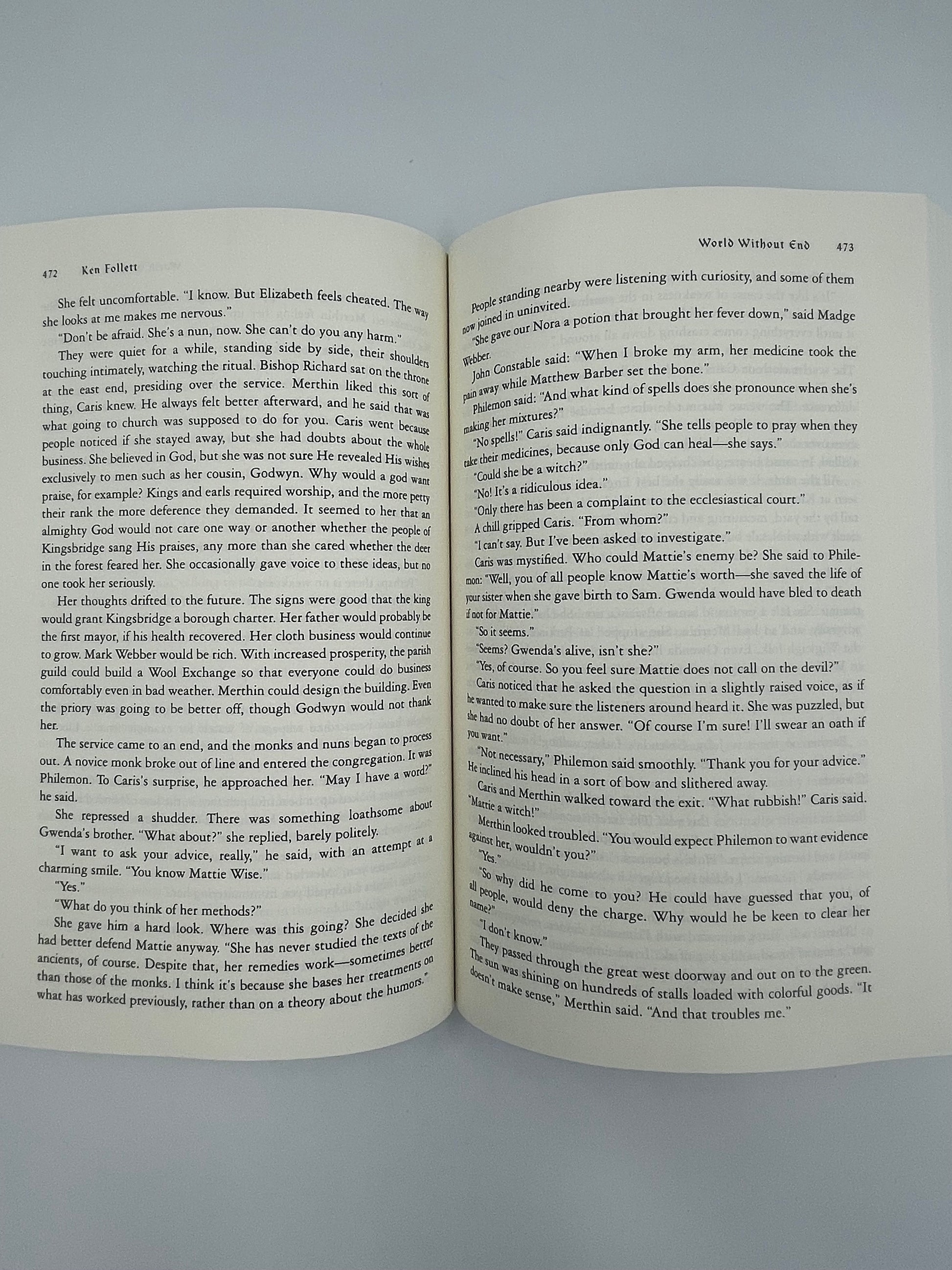 Random open pages of 472 and 473 of ‘World Without End’ by Ken Follett