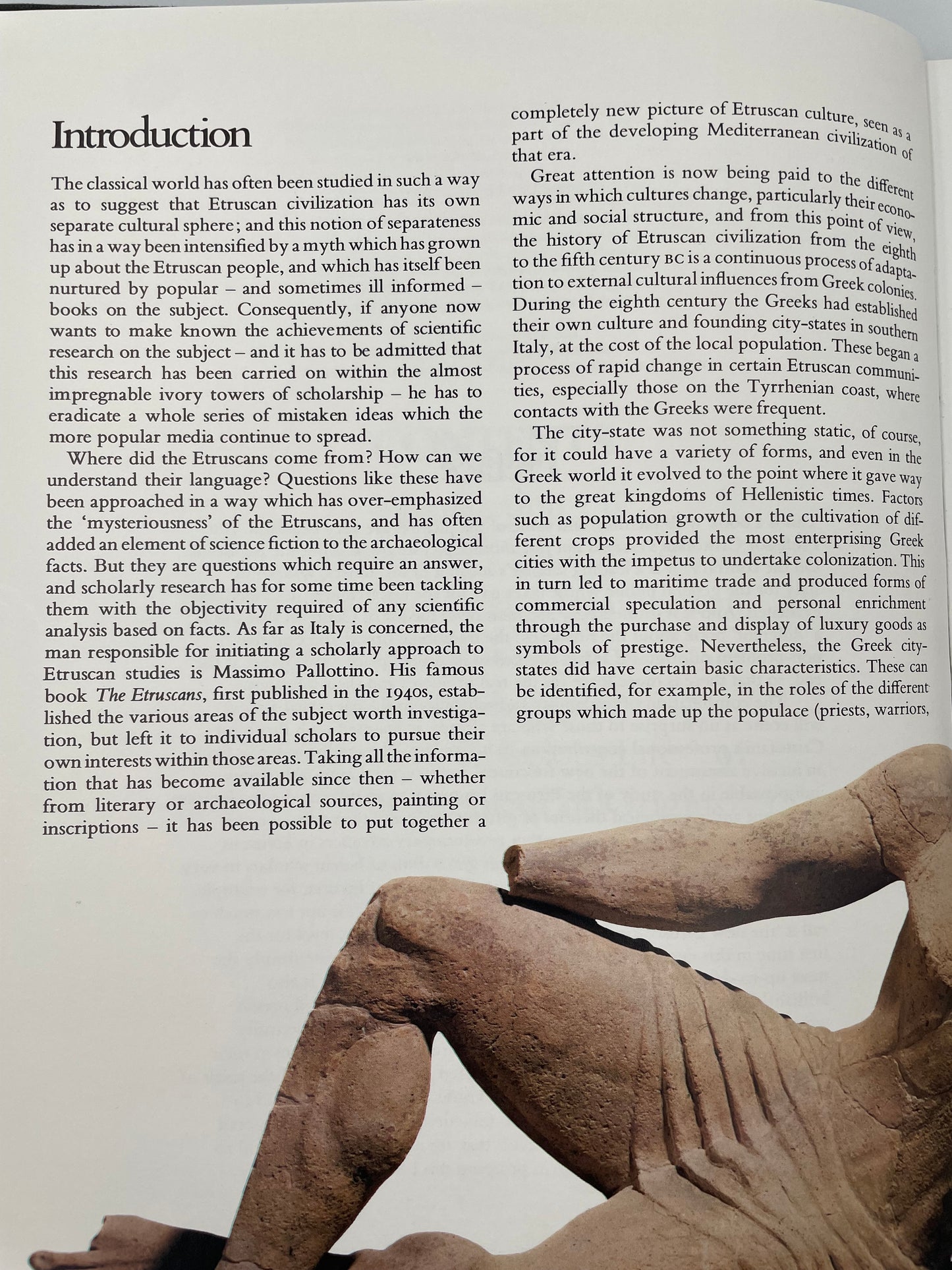 Introduction page from the book., 'The Etruscans' by Mauro Cristofani.