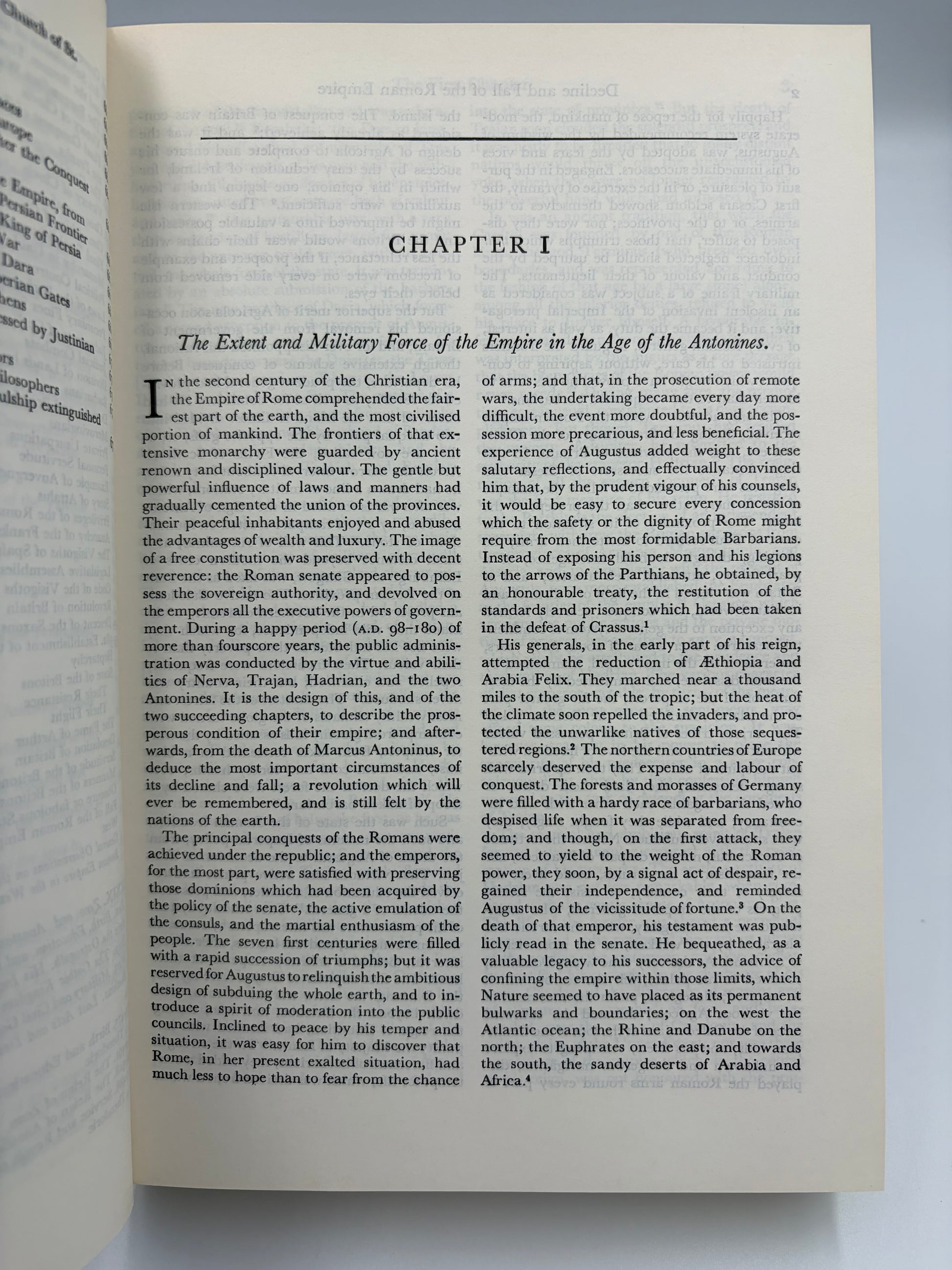 Chapter I page page from 'The Decline and Fall of the Roman Empire' 