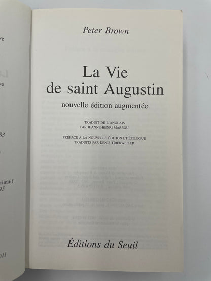 Title page of 'La Vie de saint Augustin' by Peter Brown with text on a white background